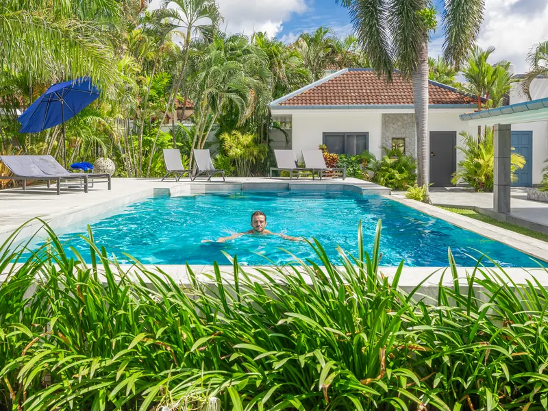 Private pool and tropical garden
